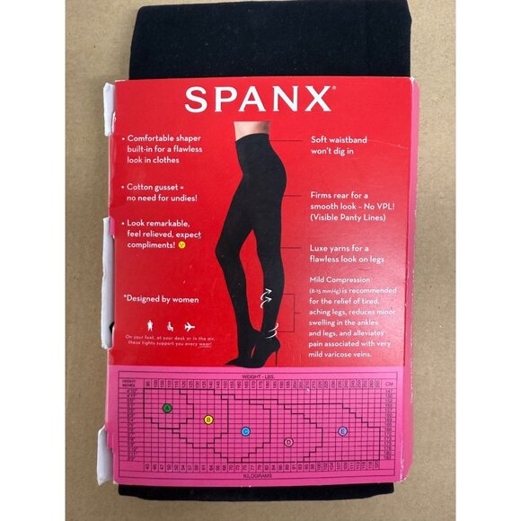 Spanx Graduated Compression Tights 8-15mmHg Flat Tummy Firm & Shape Black Size A - Picture 2 of 3